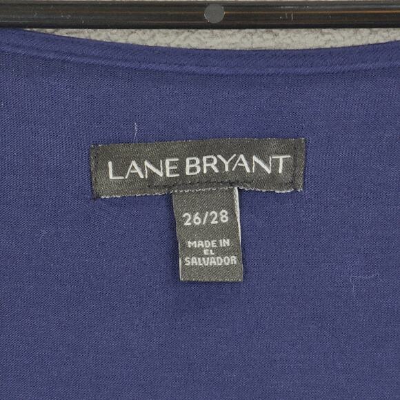 Lane Bryant Top Blouse 26 28 Navy Blue 56x26 Stretch Ruffle Front Sleeveless - Picture 3 of 10